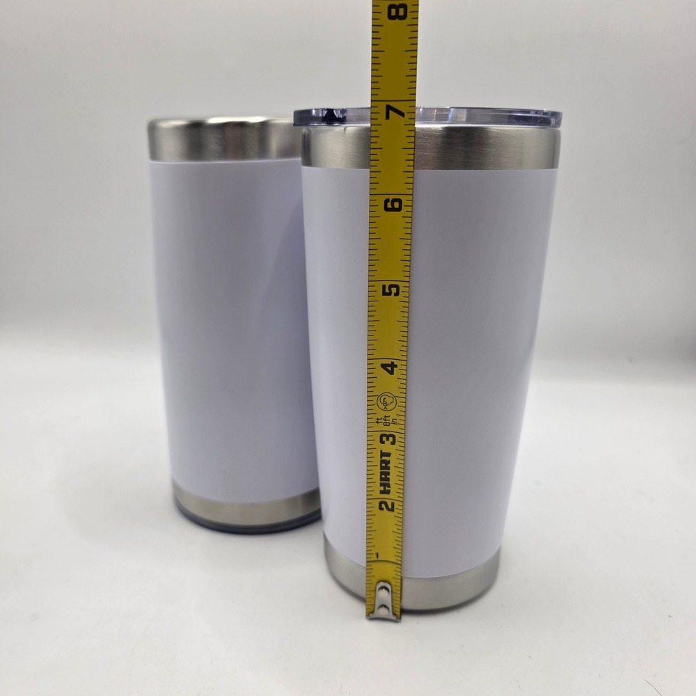 Travel Tumbler Set 2pc White Stainless Steel Insulated Travel Mug Minimalist - Picture 11 of 12